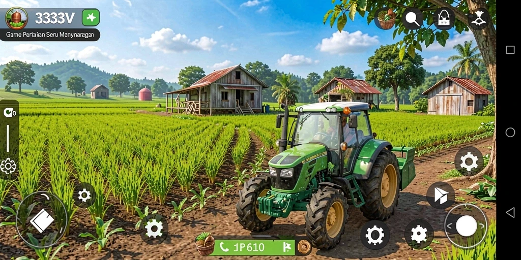 Tampilan gameplay <strong>333V</strong> yang menarik dengan aktivitas bertani.