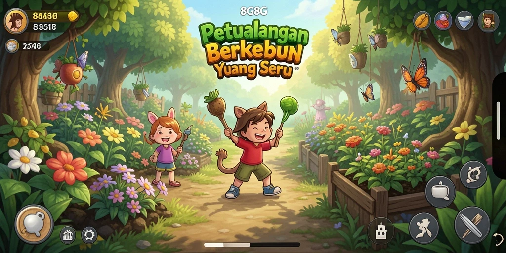 Gameplay 8G8G yang menarik dengan berbagai tanaman dan hewan.