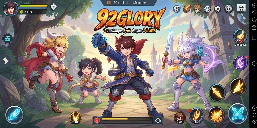 Gambaran aksi seru dalam permainan 92GLORY yang penuh warna.