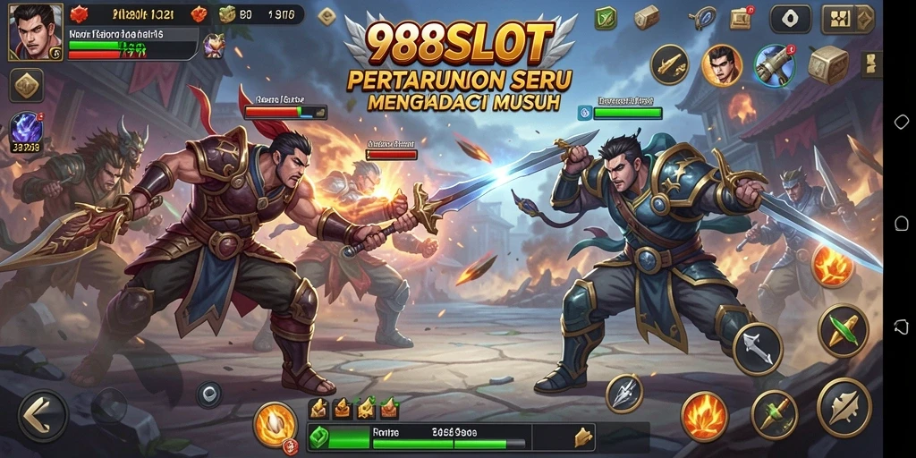 Tangkapan layar gameplay seru di 988SLOT saat bertarung melawan musuh.
