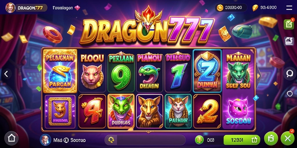 Screenshot gameplay seru DRAGON777 dengan simbol dan efek visual mengesankan.