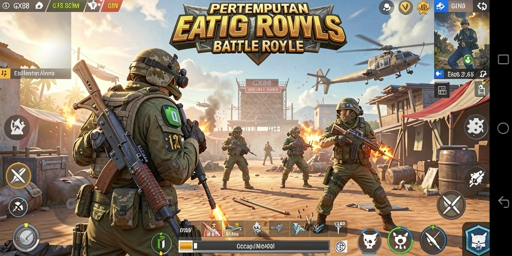 Tangkapan layar gameplay GX88 menampilkan aksi pertempuran seru dan strategi intens.