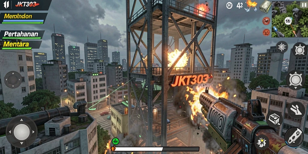 Tampilan gameplay menawan JKT303 dengan menara yang siap bertahan.
