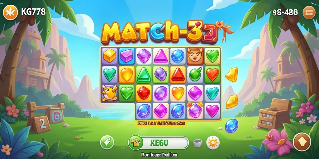 Tangkapan layar KG778 menunjukkan aksi seru dalam permainan Match-3.