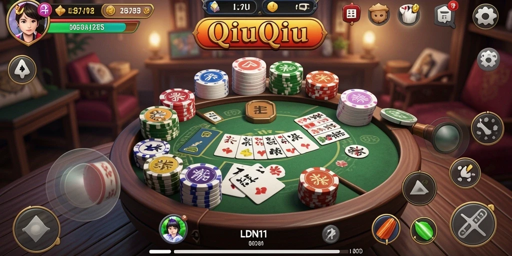 Tampilan gameplay seru dari LDN11 yang menampilkan pertandingan QiuQiu.
