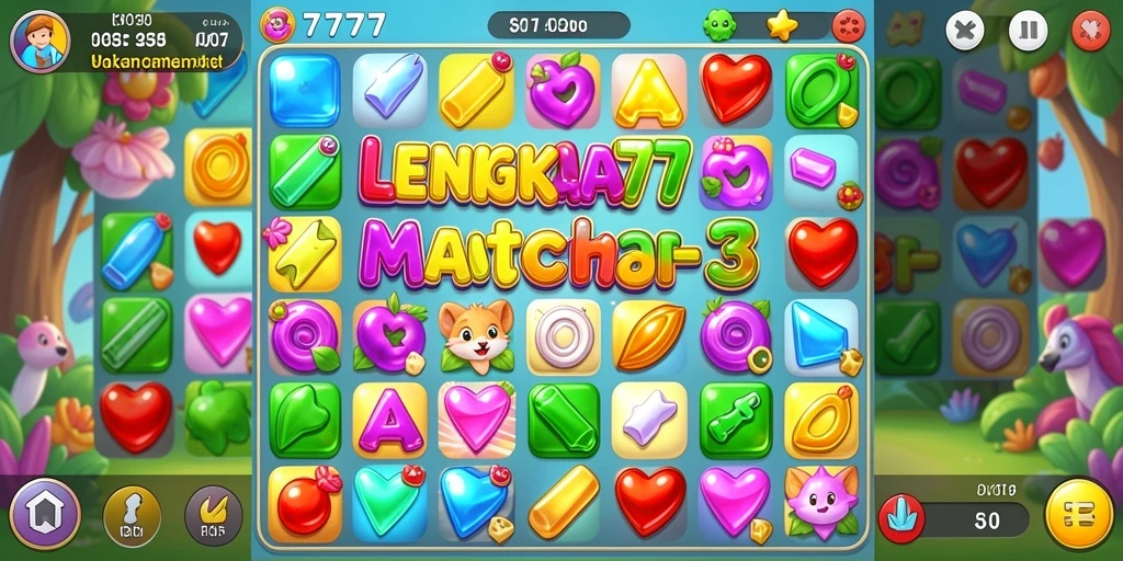 Tampilan menarik gameplay LENGKAP777 saat mencocokkan objek.