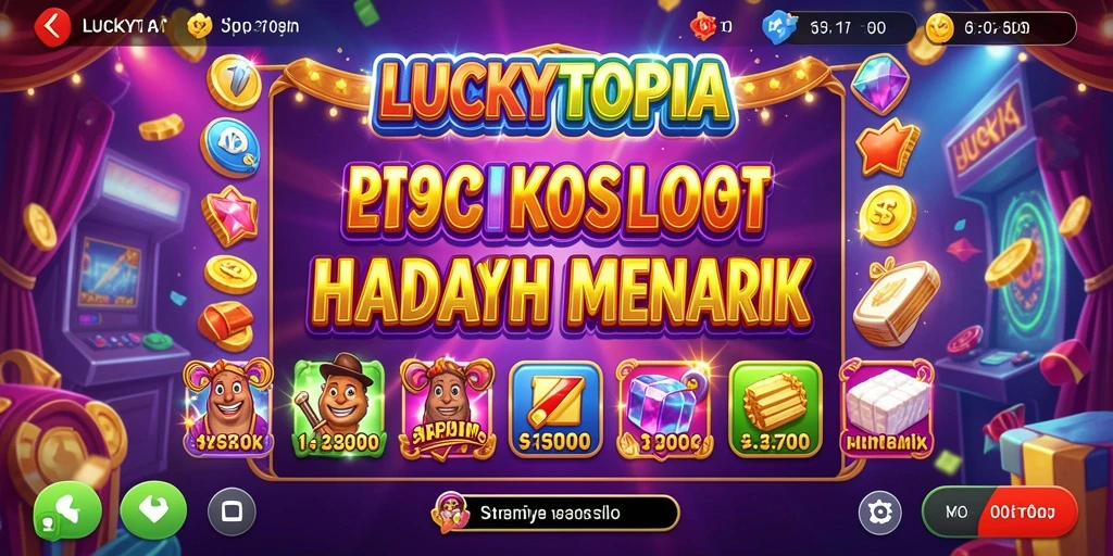 Screenshot utama LUCKYTOPIA menampilkan grafis slot yang menawan dan gameplay yang mengasyikkan.