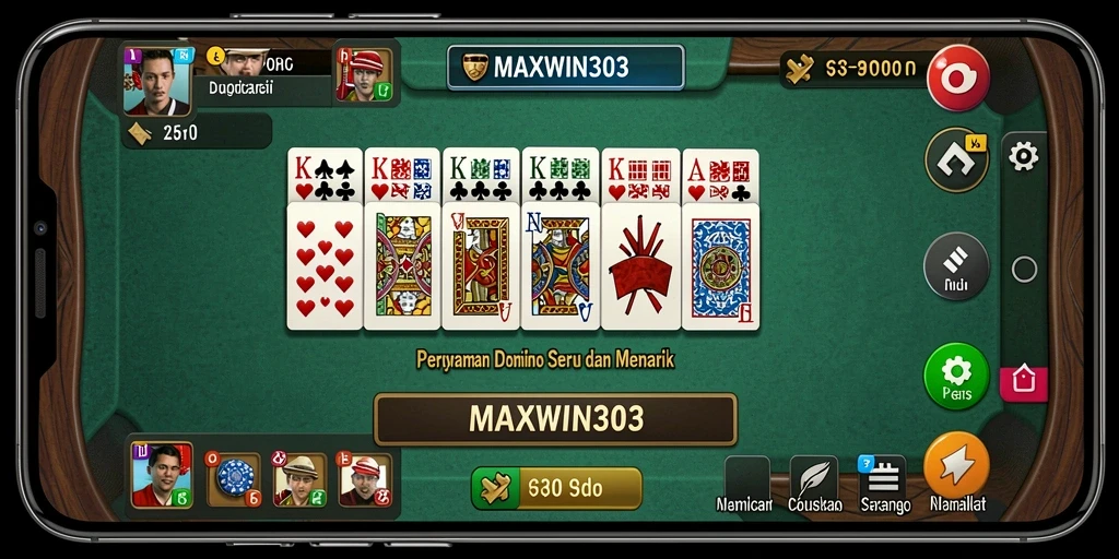 Tampilan gameplay seru dalam aplikasi Domino MAXWIN303.