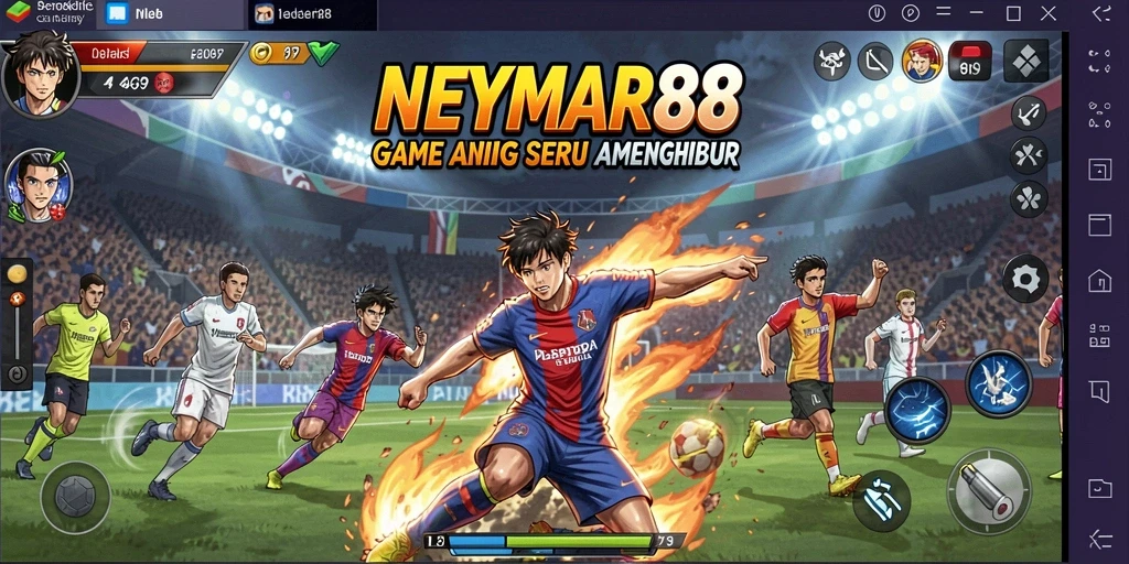 Screenshot gameplay NEYMAR88 menampilkan aksi karakter anime yang seru.