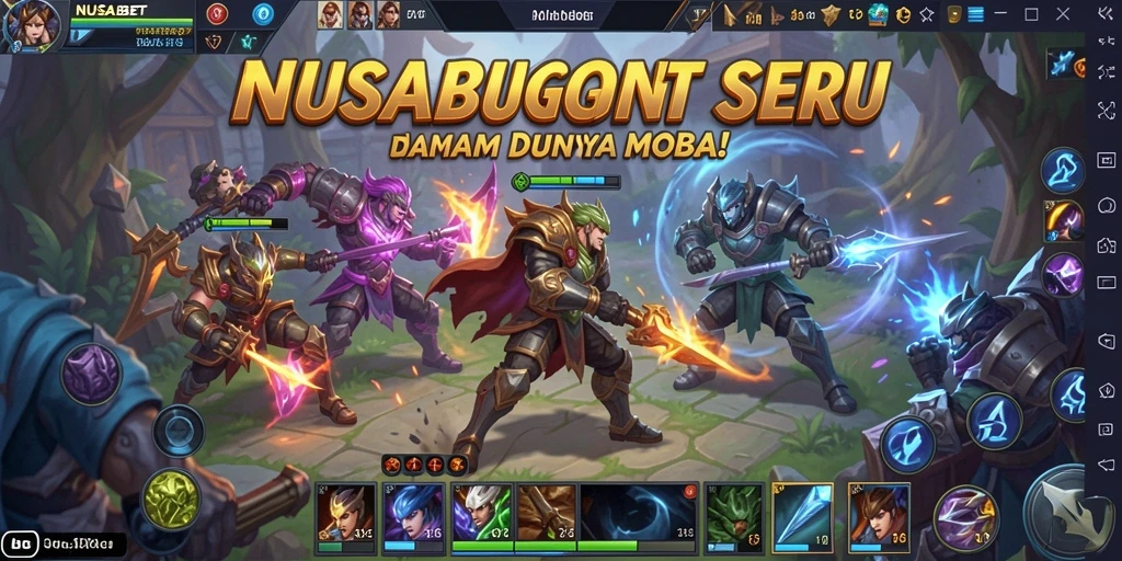 Tampilan gameplay NUSABET yang seru dan menegangkan dalam mode MOBA.