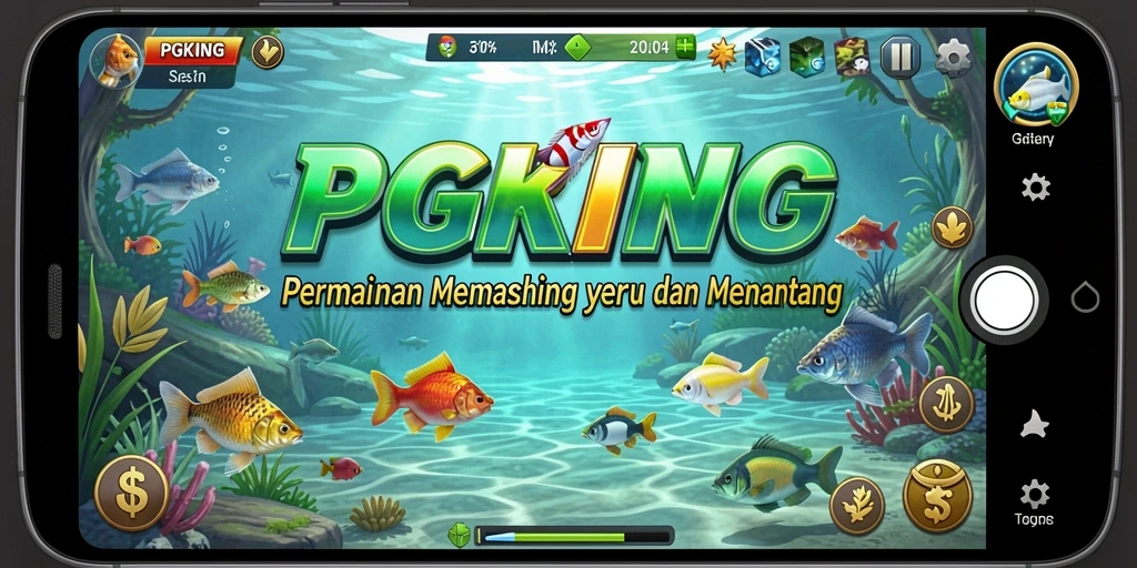 Screenshot PGKING menunjukkan aksi memancing yang seru dan penuh warna.