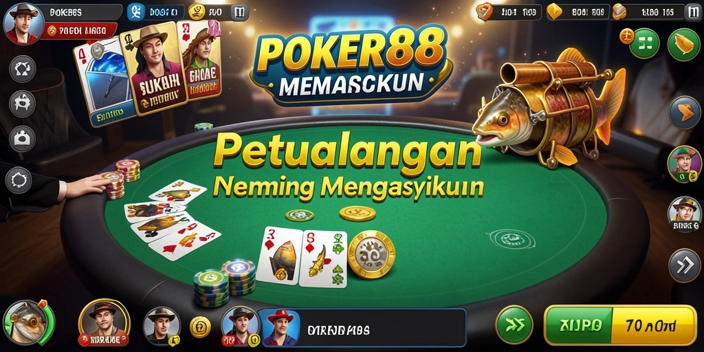 Tampilan gameplay POKER88 yang epik saat memancing di lokasi eksotis.