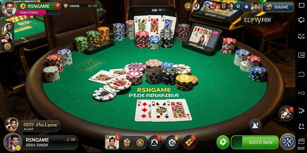 Tampilan gameplay poker di RSNGAME yang seru dan menarik.