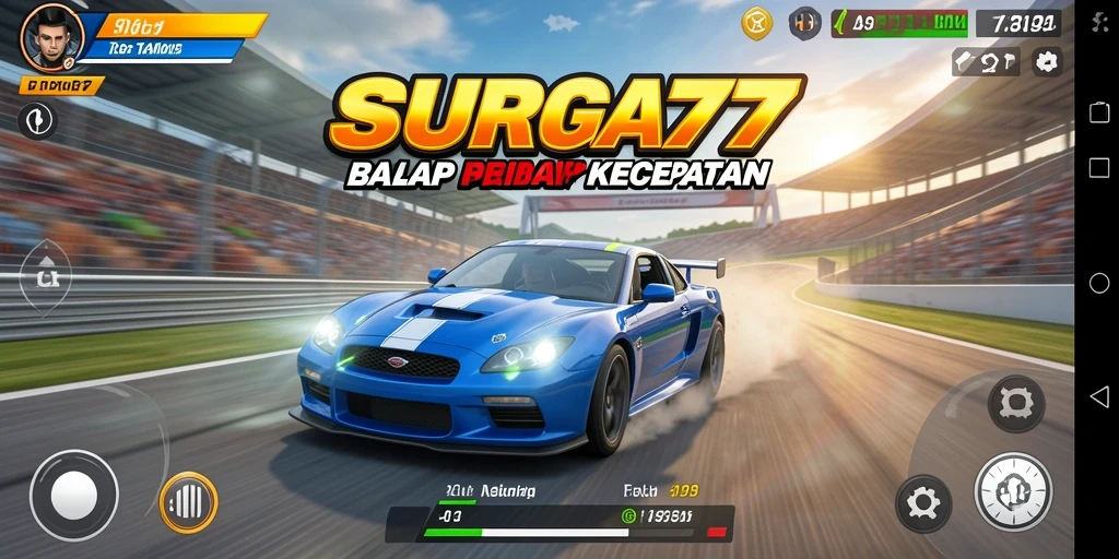 Tampilan gameplay menegangkan dalam balapan SURGA77.