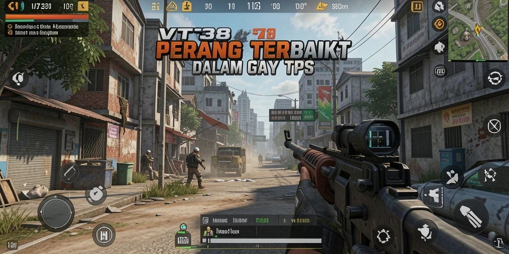 Screenshot menunjukkan aksi tempur yang mendebarkan di VT38.